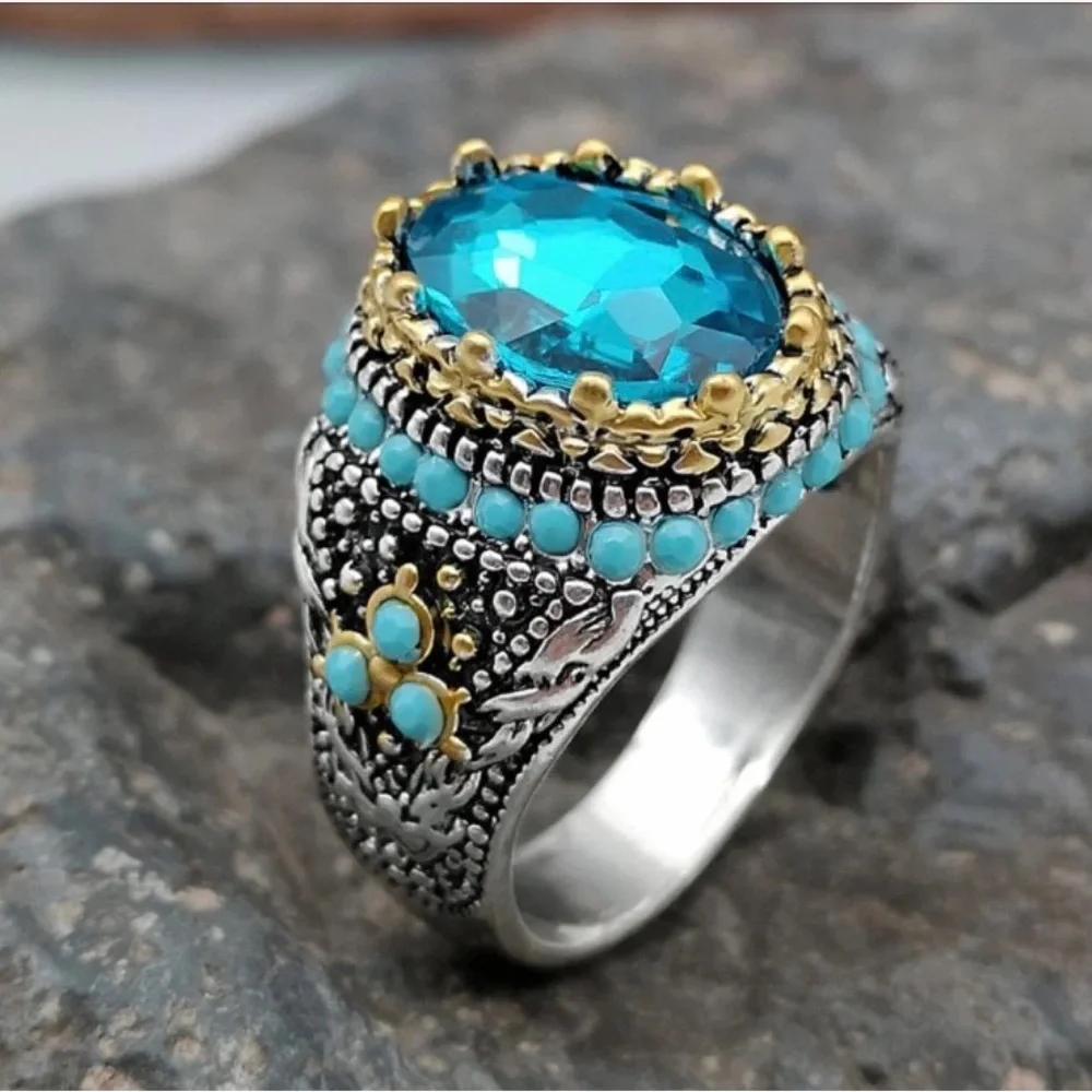 Handmade Turkish Signet Ring For Men Ancient Silver Color